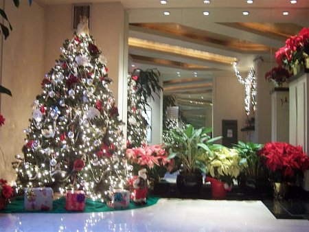The Lauren lobby and Christmas tree. Each year Cacho does the tree and lobby in a different style.