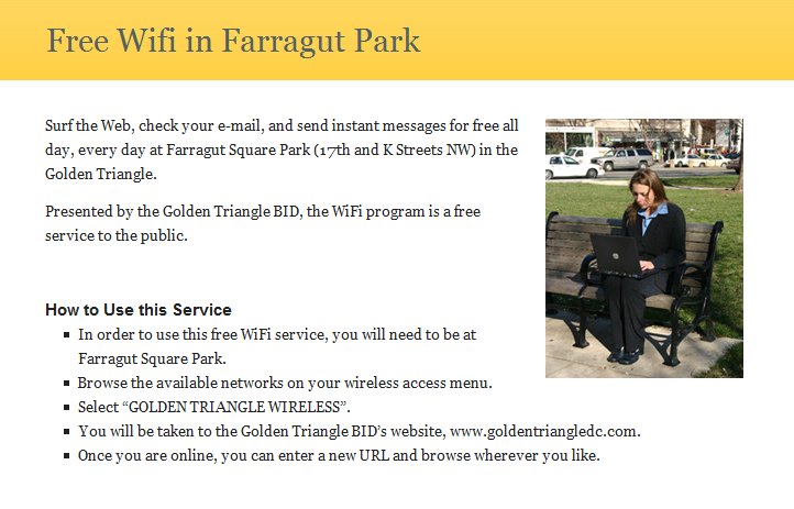 Free WiFi in Farragut Park